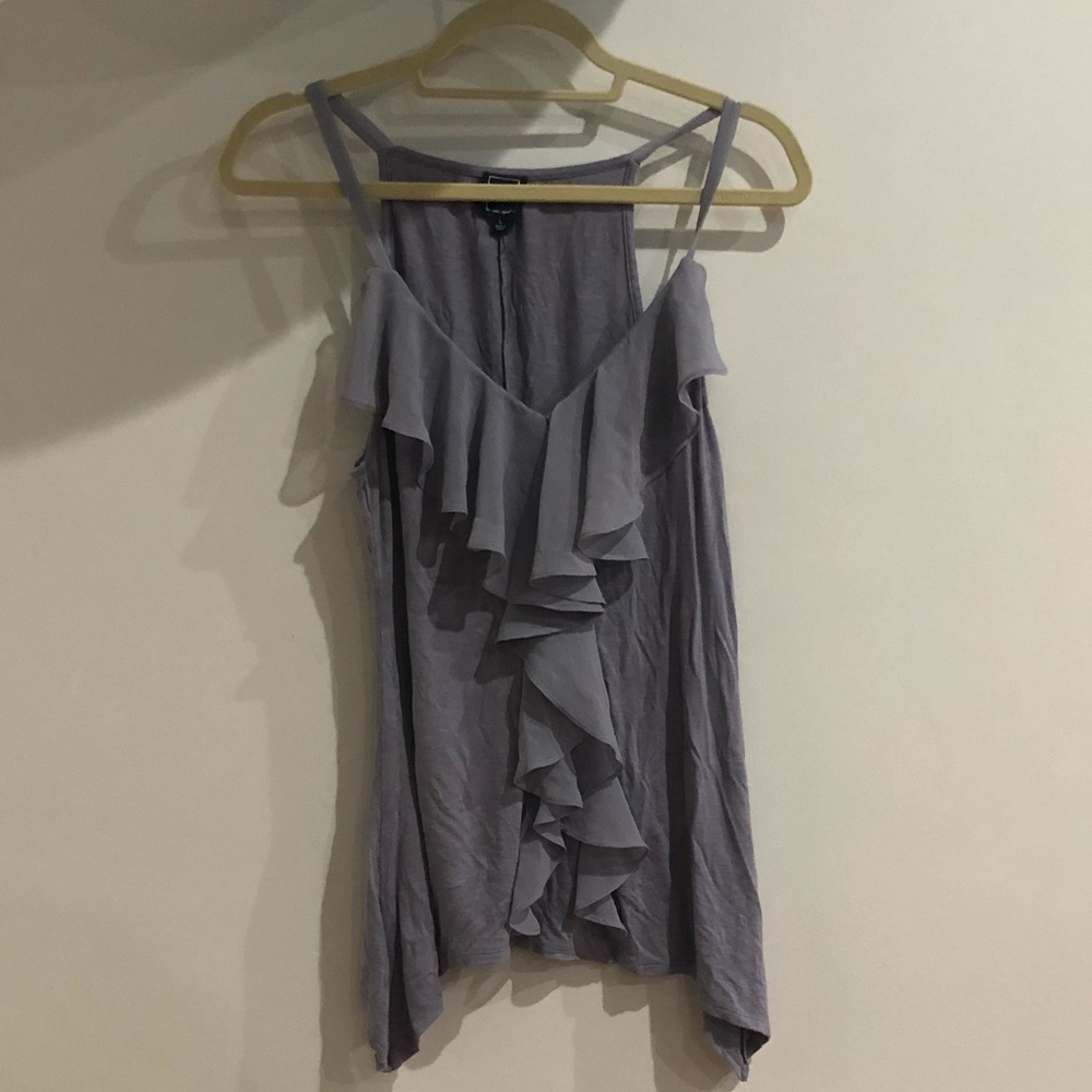Anthropologie Purple ruffle tank top
